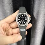 Rolex Yacht-Master 904L Steel Black Dial With Diamonds 40mm Oysterflex Super Clone