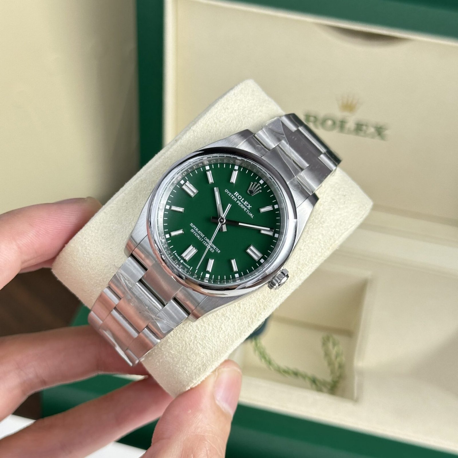 1750588109-52.jpg Rolex Oyster Perpetual 126000 904L Steel Green Dial 36mm Oyster Super Clone - 图片 1