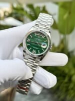 Rolex Day-Date 904L Steel Green Roman Dial CZ Diamonds 40mm Super Clone - 图片 2
