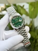 Rolex Day-Date 904L Steel Green Roman Dial CZ Diamonds 40mm Super Clone - 图片 3