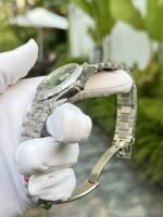 Rolex Day-Date 904L Steel Green Roman Dial CZ Diamonds 40mm Super Clone - 图片 4