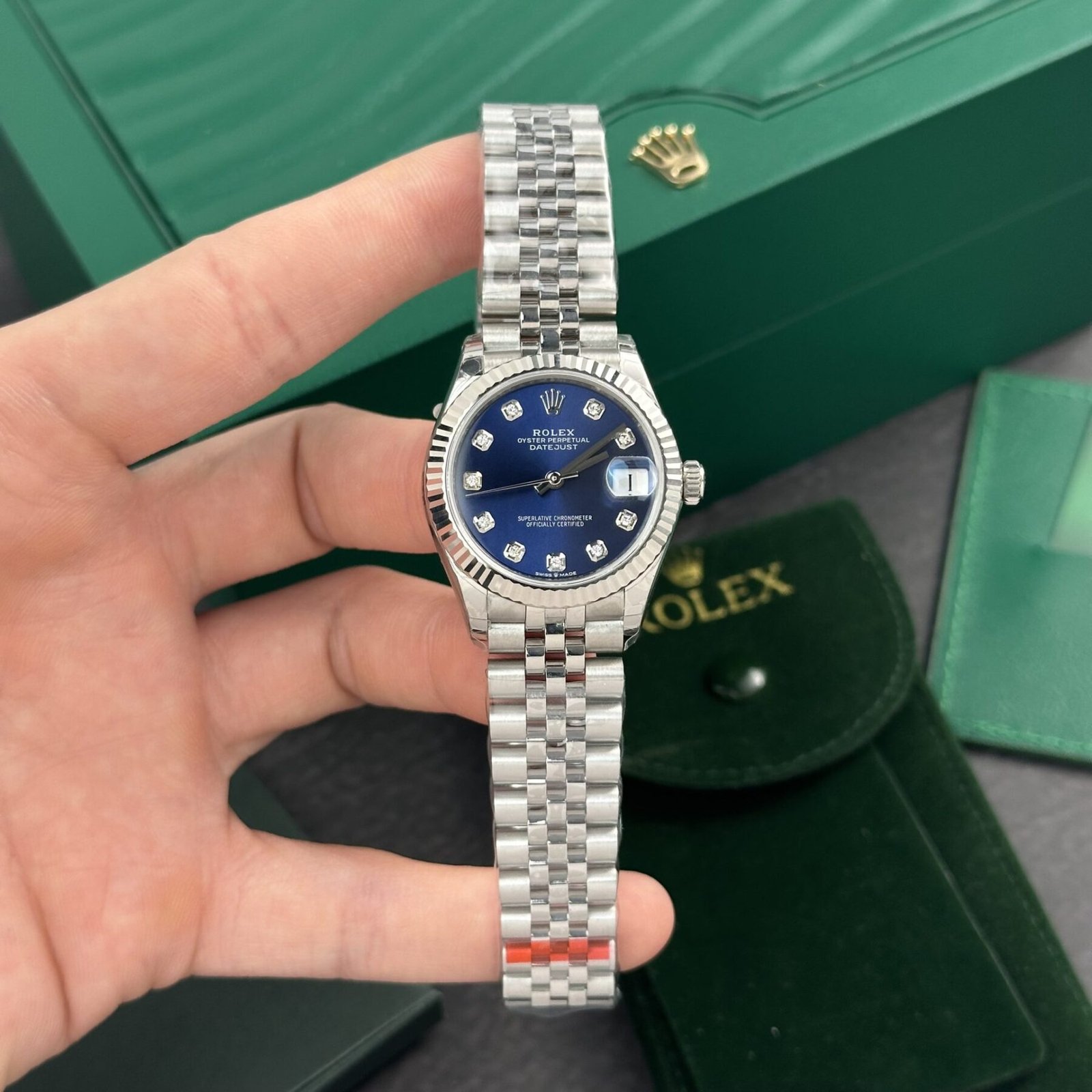1750588159-70.jpg Rolex Datejust 316L Steel Blue Dial CZ Diamonds 31mm Jub AAA Replica - 图片 1