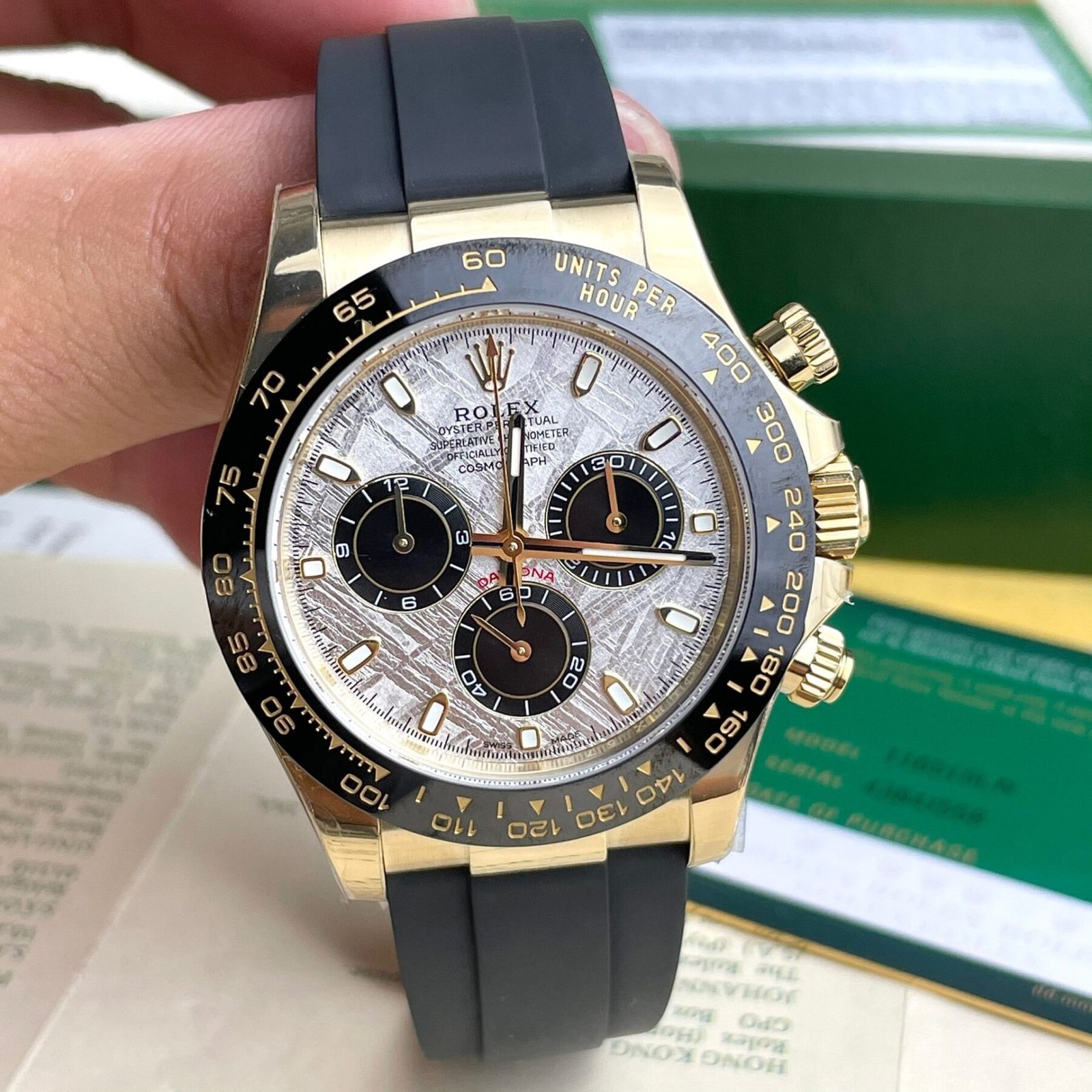 1750588173-76.jpg Rolex Daytona 116518LN YG Plated Meteorite Dial 40mm Oysterflex Super Clone - 图片 1