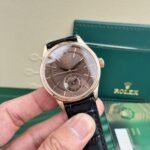Rolex Cellini 50525 RG Plated Chocolate Dial 39mm Leather AAA Replica - 图片 4