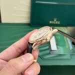 Rolex Cellini 50525 RG Plated White Dial 39mm Leather AAA Replica - 图片 5