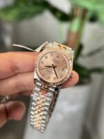 Rolex Datejust SS/RG Plated Pink Dial CZ Diamonds 31mm Jub Super Clone - 图片 4