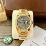 Rolex Day-Date YG Plated Meteorite Dial CZ Diamonds 36mm Super Clone