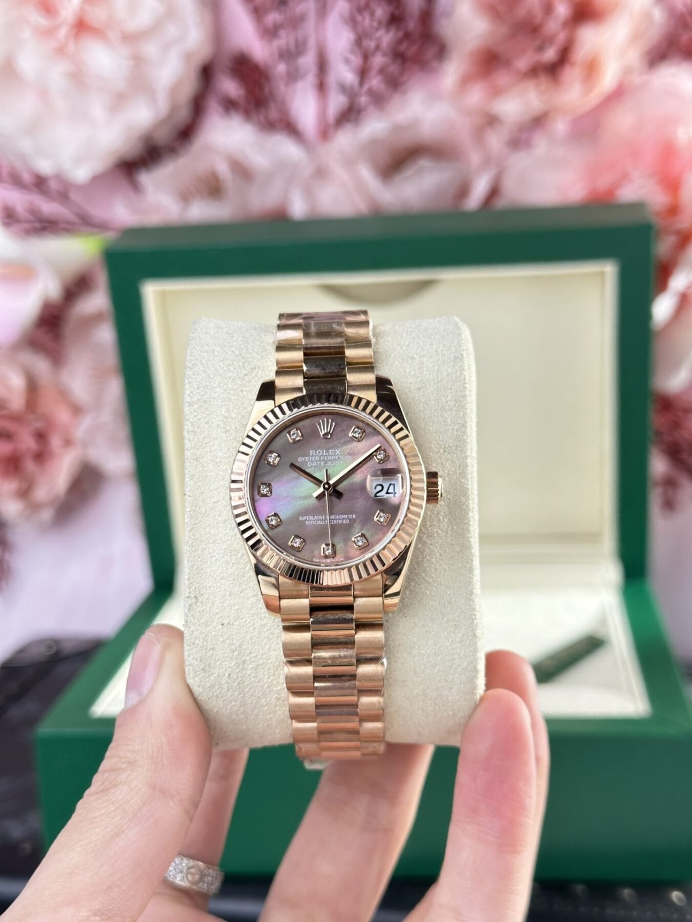1750588238-103.jpg Rolex Datejust 178275 RG Plated Dark MOP Dial CZ Diamonds 31mm AAA Replica - 图片 1
