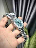 Rolex Day-Date 904L Steel Ice Blue Arabic Dial CZ Diamonds 40mm Super Clone - 图片 2