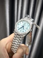 Rolex Day-Date 904L Steel Ice Blue Arabic Dial CZ Diamonds 40mm Super Clone - 图片 3