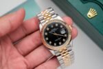 Rolex Datejust SS/RG Plated Black Dial CZ Diamonds 36mm Jub Super Clone - 图片 4