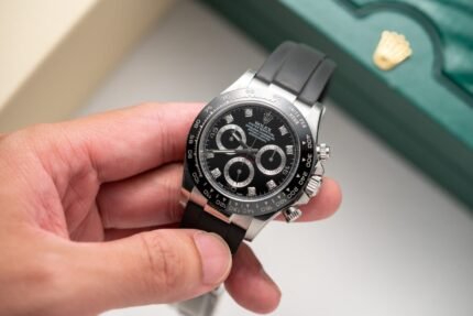 Rolex Daytona 116519LN 904L Steel Black Dial CZ Diamonds 40mm Oysterflex Super Clone