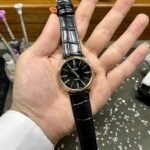 Rolex Cellini 50505 RG Plated Black Dial 39mm Leather AAA Replica