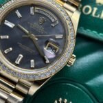 Rolex Day-Date YG Plated Dark MOP Dial CZ Diamonds 40mm AAA Replica - 图片 4