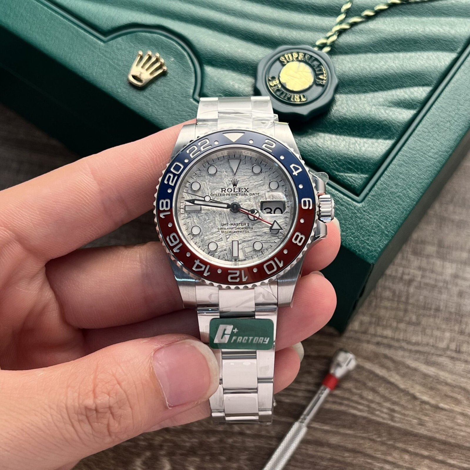 1750588391-163-scaled-1.jpg Rolex GMT-Master II 126719BLRO 904L Steel Meteorite Dial 40mm Oyster Super Clone - 图片 1