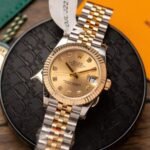 Rolex Datejust SS/YG Plated Gold Dial CZ Diamonds 31mm Jub Super Clone