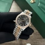 Rolex Datejust SS/RG Plated Black Dial CZ Diamonds 31mm Jub AAA Replica - 图片 3