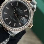 Rolex Datejust SS/RG Plated Black Dial CZ Diamonds 31mm Jub AAA Replica - 图片 4