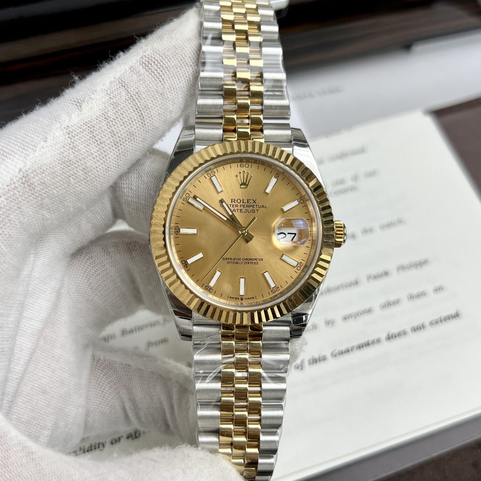 1750588541-217-scaled-1.jpg Rolex Datejust SS/YG Plated Champagne Dial 41mm Jub EWF Replica - 图片 1