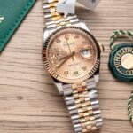 Rolex Datejust SS/RG Plated Fluted Gold Dial CZ Diamonds 36mm Jub Super Clone