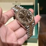 Rolex Datejust SS/RG Plated Chocolate Dial CZ Diamonds 41mm Jub EWF Replica - 图片 4