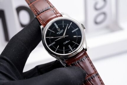 Rolex Cellini 50509 316L Steel Black Dial 39mm Leather MKSF Replica