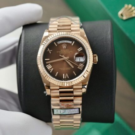Rolex Day-Date 128235 RG Plated Ombre Brown Dial 36mm Super Clone