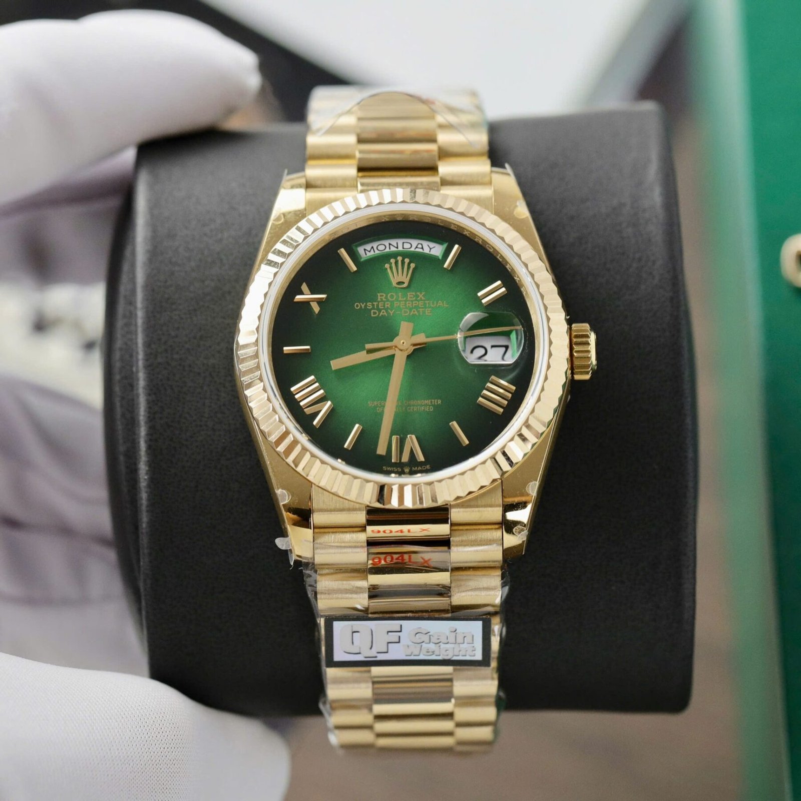 1750588800-318.jpg Rolex Day-Date 128238 YG Plated Ombre Green Dial 36mm Super Clone - 图片 1