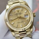 Rolex Day-Date 128238 YG Plated Champagne Dial Baguette Diamonds 36mm Super Clone - 图片 3