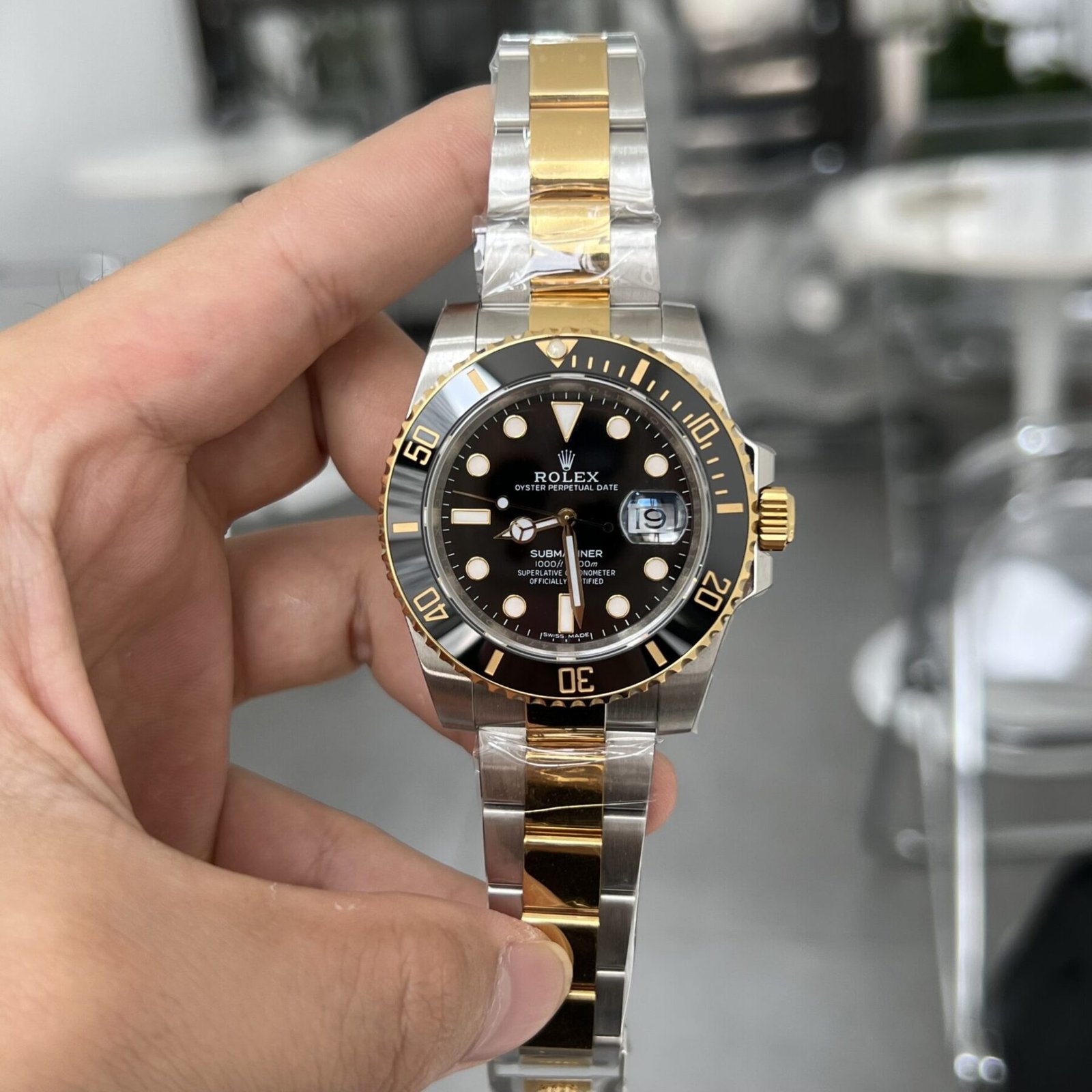 1750588823-327.jpg Rolex Submariner SS/YG Plated Black Dial 41mm Oyster EWF Replica - 图片 1