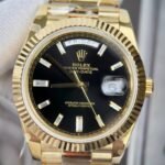 Rolex Day-Date 228238 YG Plated Black Dial CZ Diamonds 40mm Super Clone - 图片 3