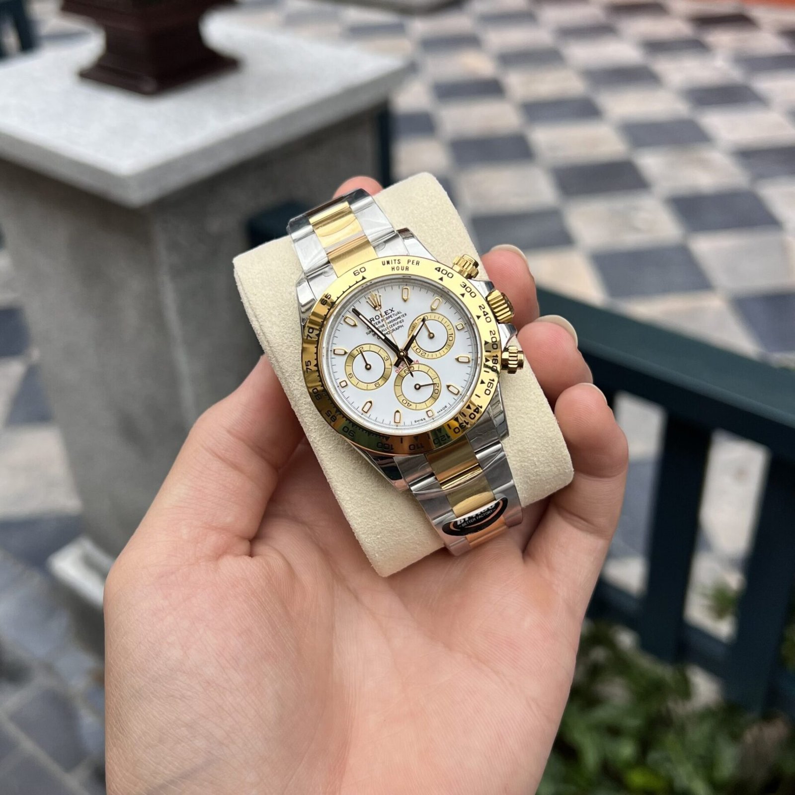 1750588898-358.jpg Rolex Daytona 116523 SS/YG Plated White Dial 40mm Oyster Super Clone - 图片 1