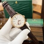Rolex Cellini 50525 RG Plated White Dial 39mm Brown Leather AAA Replica - 图片 3