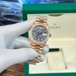 Rolex Day-Date RG Plated Dark MOP Dial CZ Diamonds 40mm BPF Replica - 图片 3
