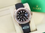 Rolex Yacht-Master RG Plated Black Dial Baguette Diamond 40mm Oysterflex Super Clone - 图片 4
