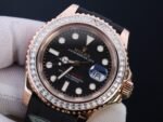 Rolex Yacht-Master RG Plated Black Dial Baguette Diamond 40mm Oysterflex Super Clone - 图片 7