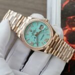 Rolex Day-Date 128238 RG Plated Turquoise Blue Dial CZ Diamonds 36mm Super Clone - 图片 2