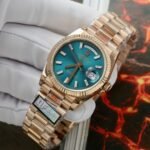 Rolex Day-Date 128235 RG Plated Blue Dial CZ Diamonds 36mm Super Clone - 图片 3