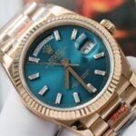 Rolex Day-Date 128235 RG Plated Blue Dial CZ Diamonds 36mm Super Clone - 图片 4