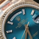 Rolex Day-Date 128235 RG Plated Blue Dial CZ Diamonds 36mm Super Clone - 图片 6