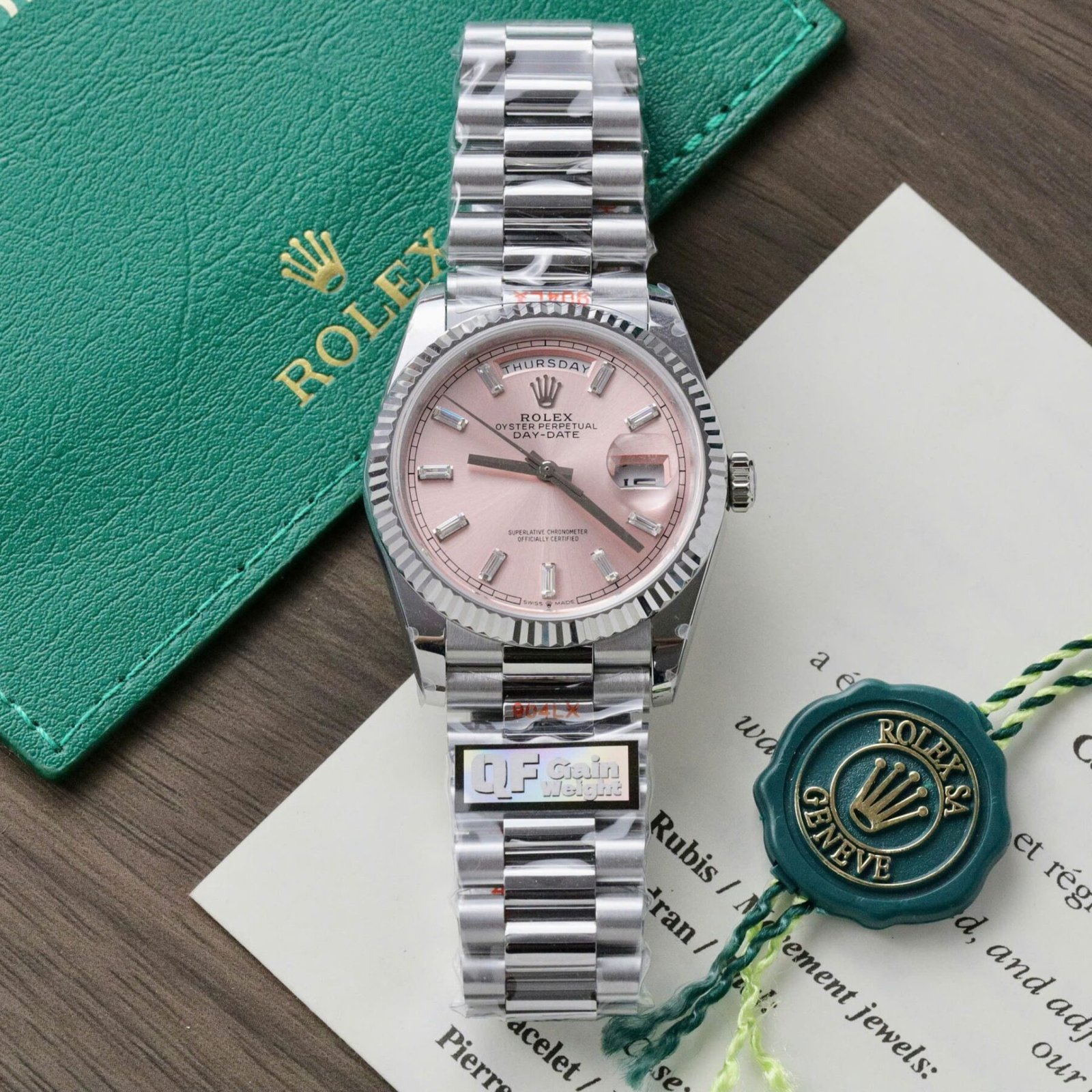 1750589110-443.jpg Rolex Day-Date 128236 904L Steel Pink Dial CZ Diamonds 36mm Super Clone - 图片 1
