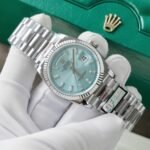 Rolex Day-Date 128236 904L Steel Ice Blue Dial CZ Diamonds 36mm Super Clone - 图片 2