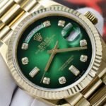 Rolex Day-Date 128238 YG Plated Ombre Green Dial CZ Diamonds 36mm Super Clone - 图片 4