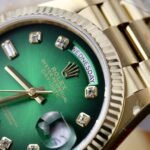 Rolex Day-Date 128238 YG Plated Ombre Green Dial CZ Diamonds 36mm Super Clone - 图片 5