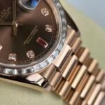 Rolex Day-Date RG Plated Chocolate Dial Baguette Diamond 36mm Super Clone - 图片 5