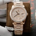 Rolex Day-Date RG Plated Diamond Dial Baguette Diamond 40mm Super Clone