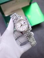 Rolex Day-Date 904L Steel Meteorite Dial Baguette Diamond 40mm Super Clone - 图片 2
