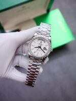 Rolex Day-Date 904L Steel Meteorite Dial Baguette Diamond 40mm Super Clone - 图片 3