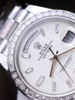 Rolex Day-Date 904L Steel Meteorite Dial Baguette Diamond 40mm Super Clone - 图片 6