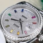 Rolex Day-Date 904L Steel Rainbow Pave Diamond Dial 40mm Super Clone - 图片 5